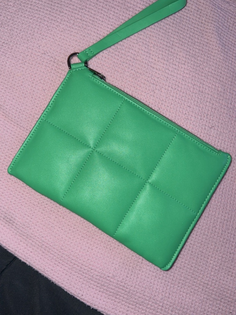 Green Quilted Wristlet Clutch
